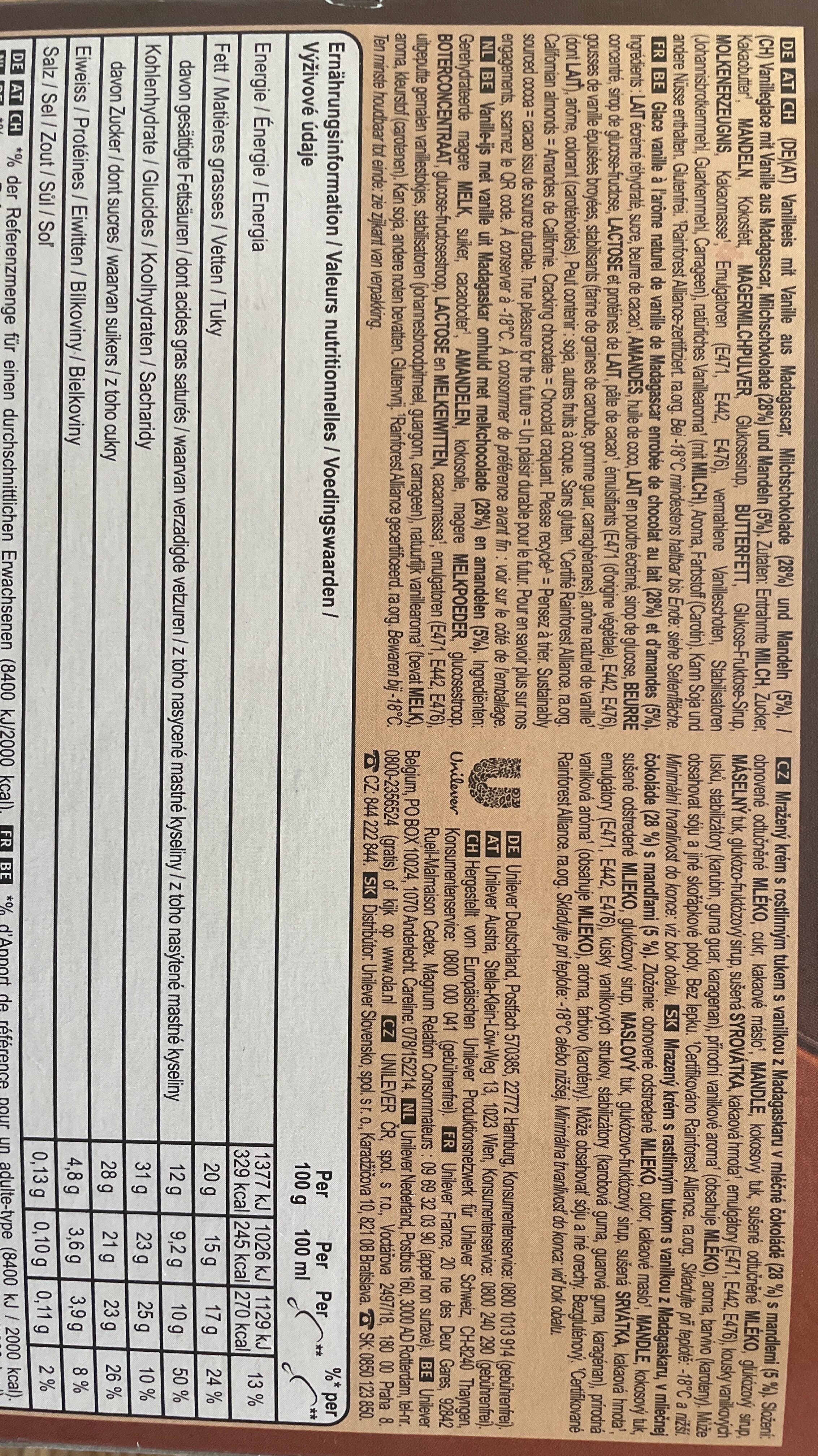Magnum Almond-3,69€/1.7.22 - Ingredients