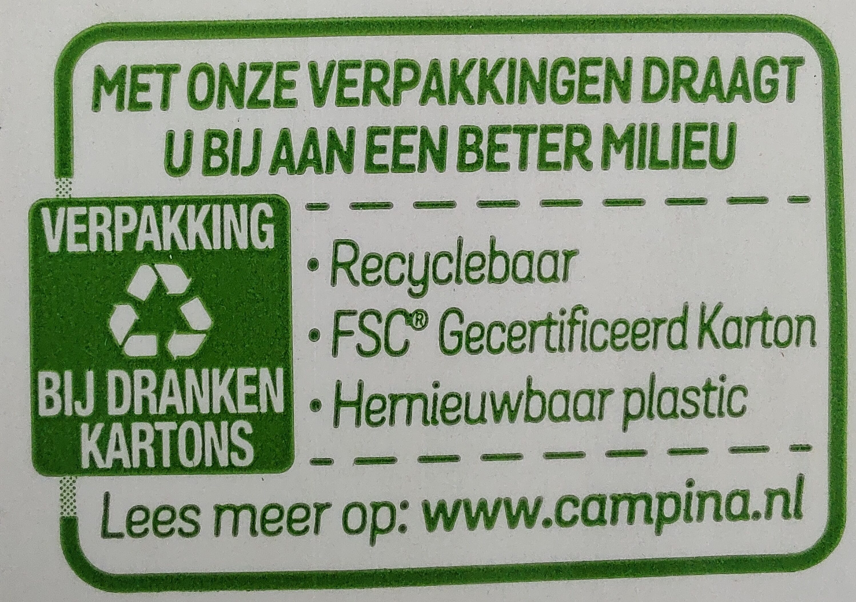 Sojadrank - Recyclinginstructies en / of verpakkingsinformatie