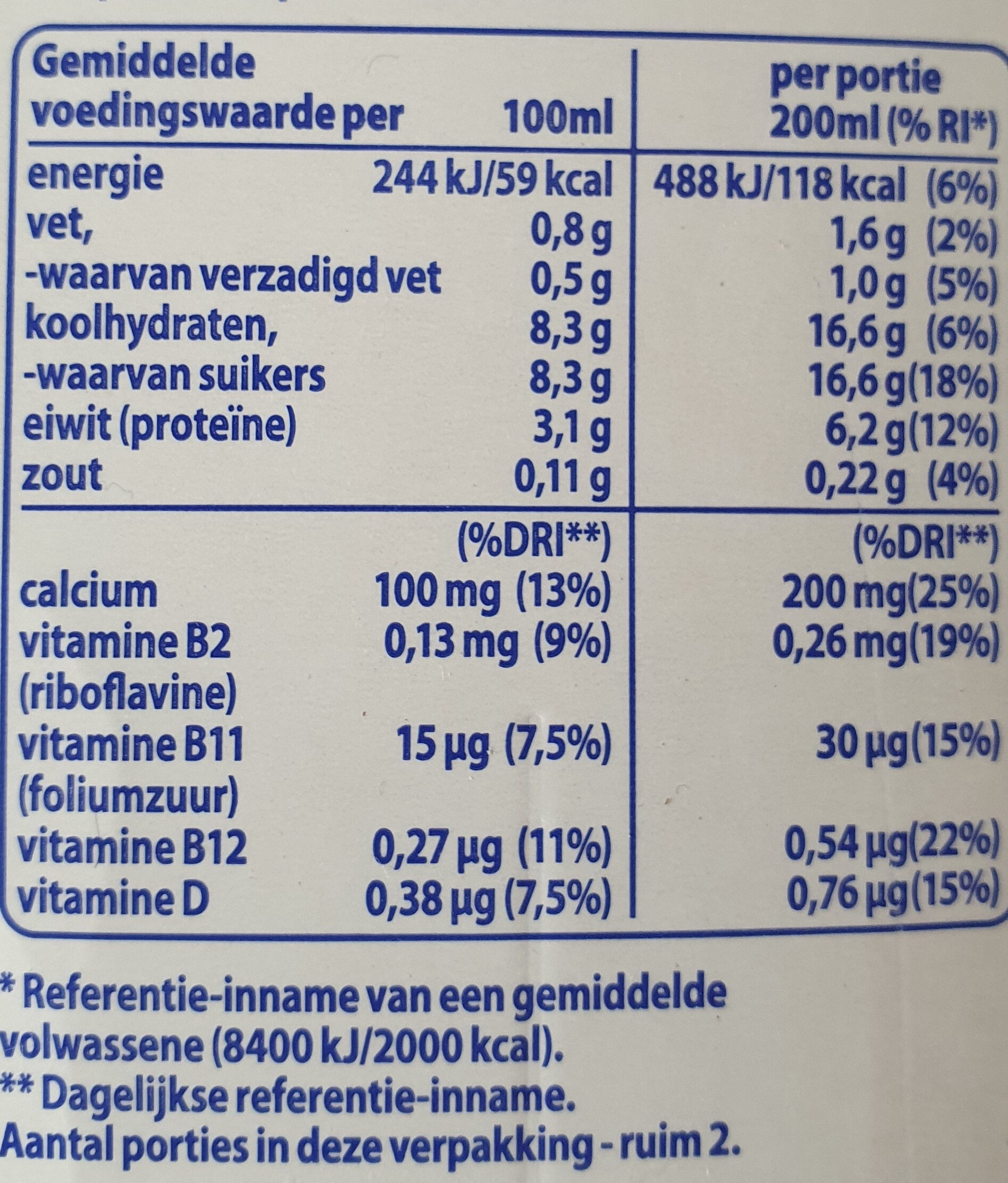 Vifit drinkyoghurt bosvruchten - Voedingswaarden