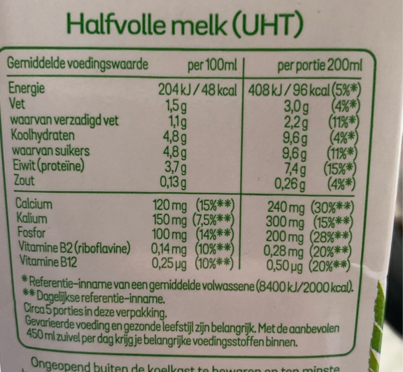 Langlekker halfvolle melk - Voedingswaarden - fr