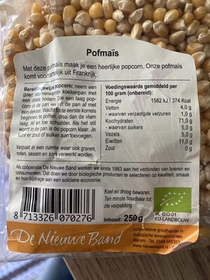 popcorn - Ingredienser - en