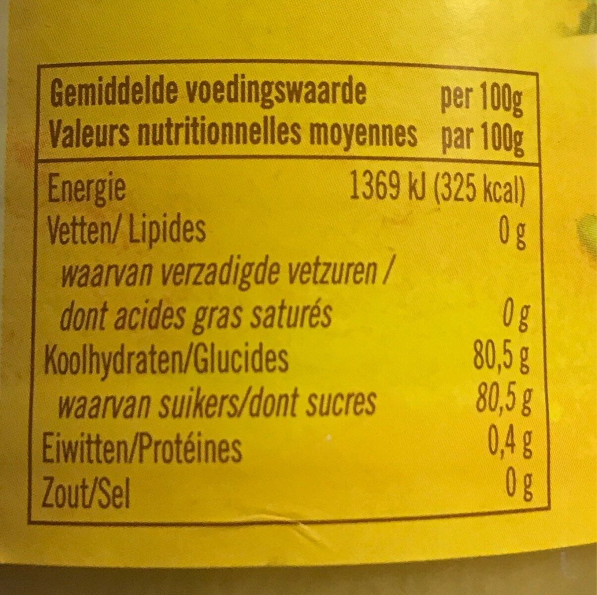 Miel biologique de colza - Voedingswaarden - fr