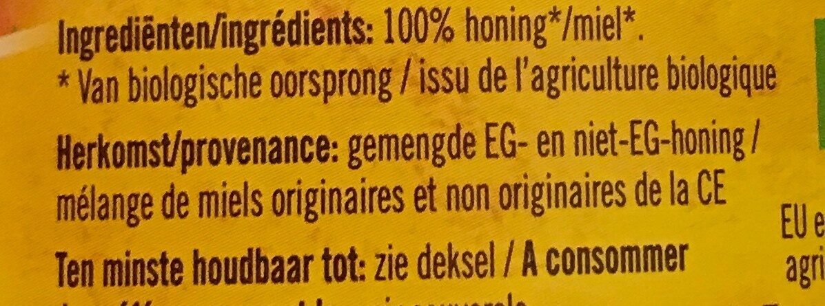 Traay Bloemen Honing VL Eko - Ingrediënten - fr