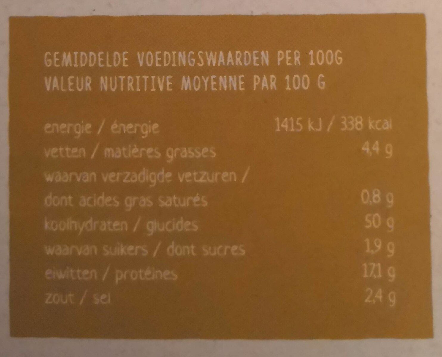 Crêpes - mélange aux pois chiches - Nutrition facts - nl