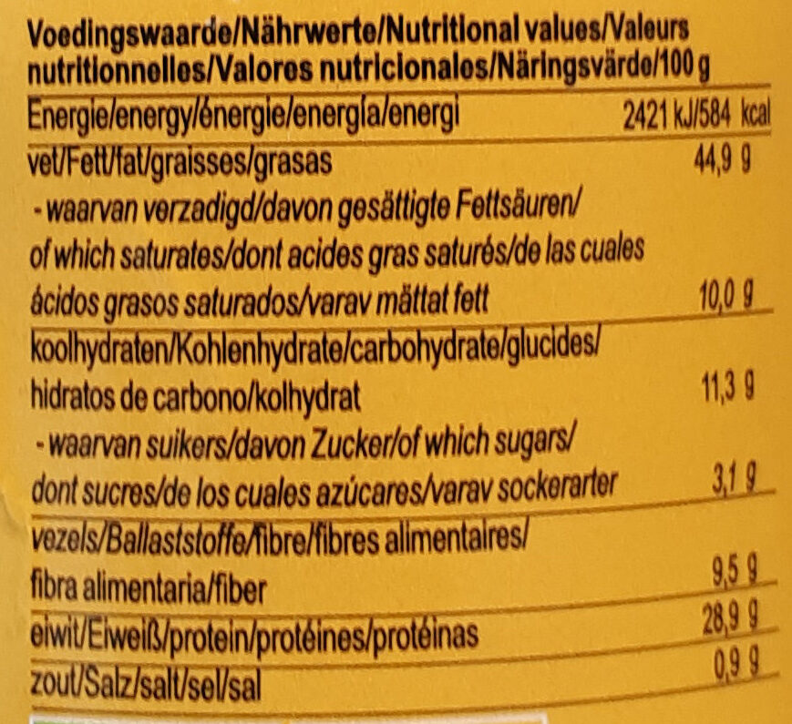 Crunchy peanut - Tableau nutritionnel