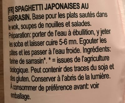 Spaghetti Soba Sarrasin - Ingredients - fr