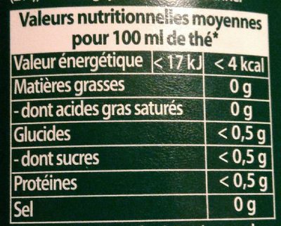 Tchaé thé vert baies de goji - Nutrition facts - fr