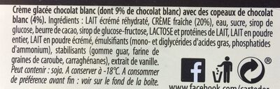 Carte D'or Les Authentiques Glace Chocolat Blanc 1.4l - Ingrediënten - fr