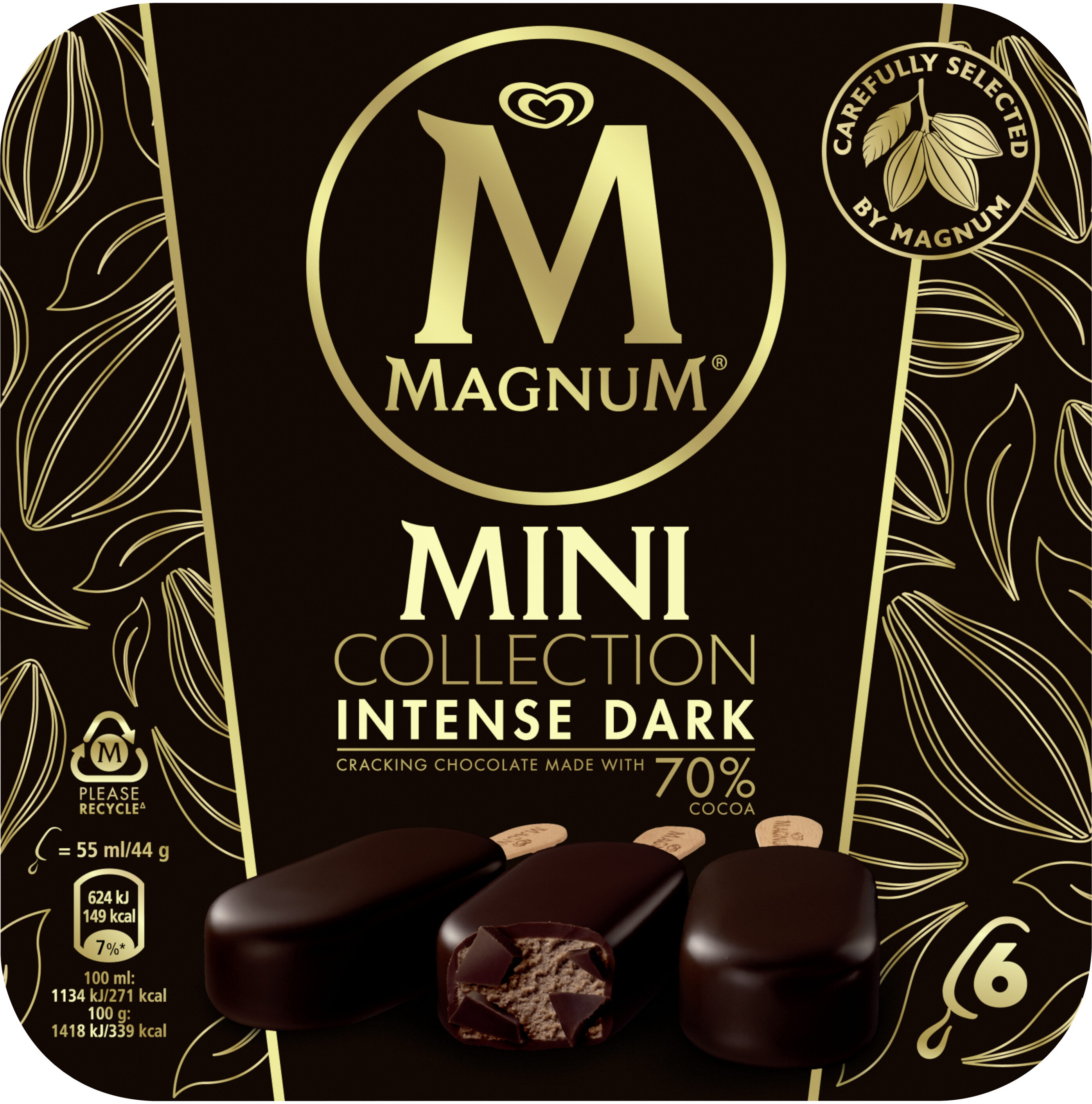 Magnum Glace Bâtonnet Mini Chocolat Noir Intense 6x55ml - Produit