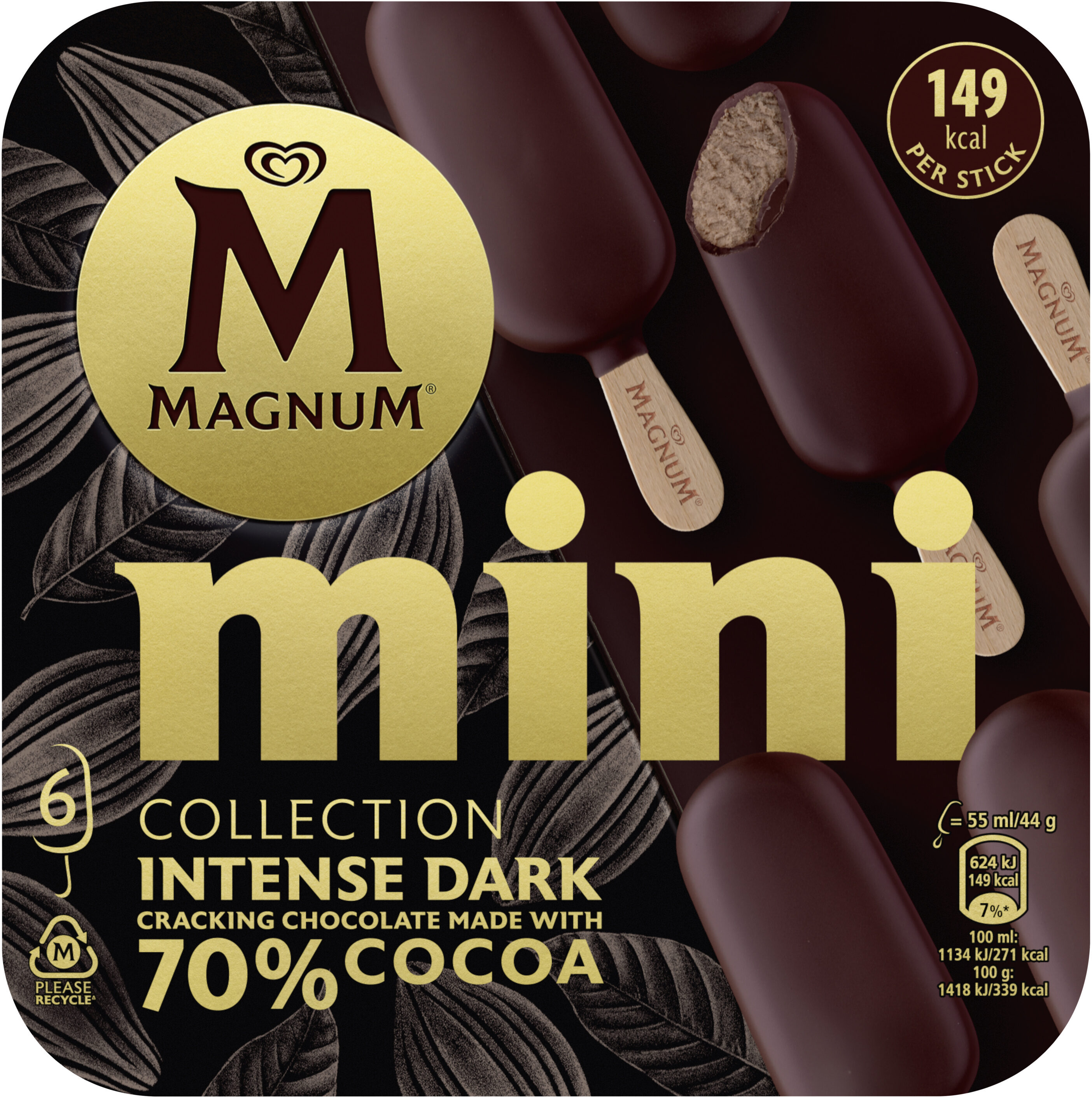 Magnum Glace Bâtonnet Mini Chocolat Noir Intense 6x55ml - Product - fr