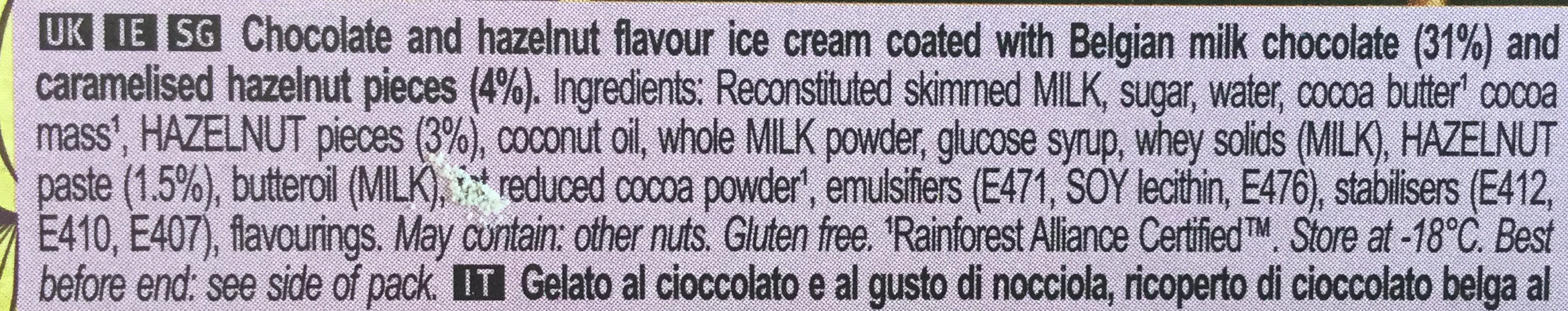 Mini Chocolate & Hazelnut Praliné - Ingredients