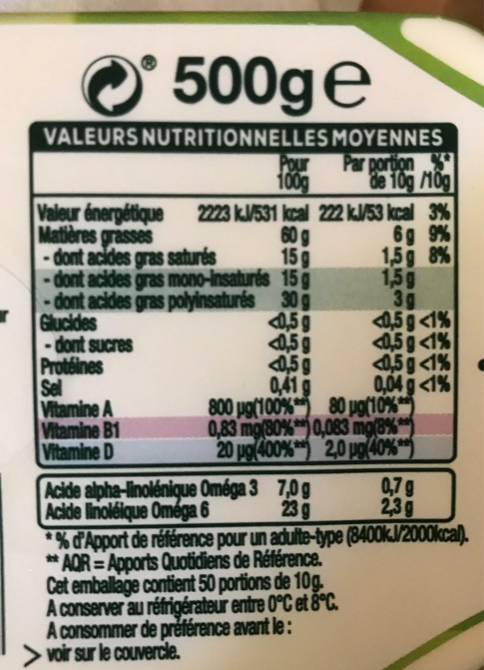 ProActiv Essentiel Tartine & Cuisson - حقائق غذائية - fr