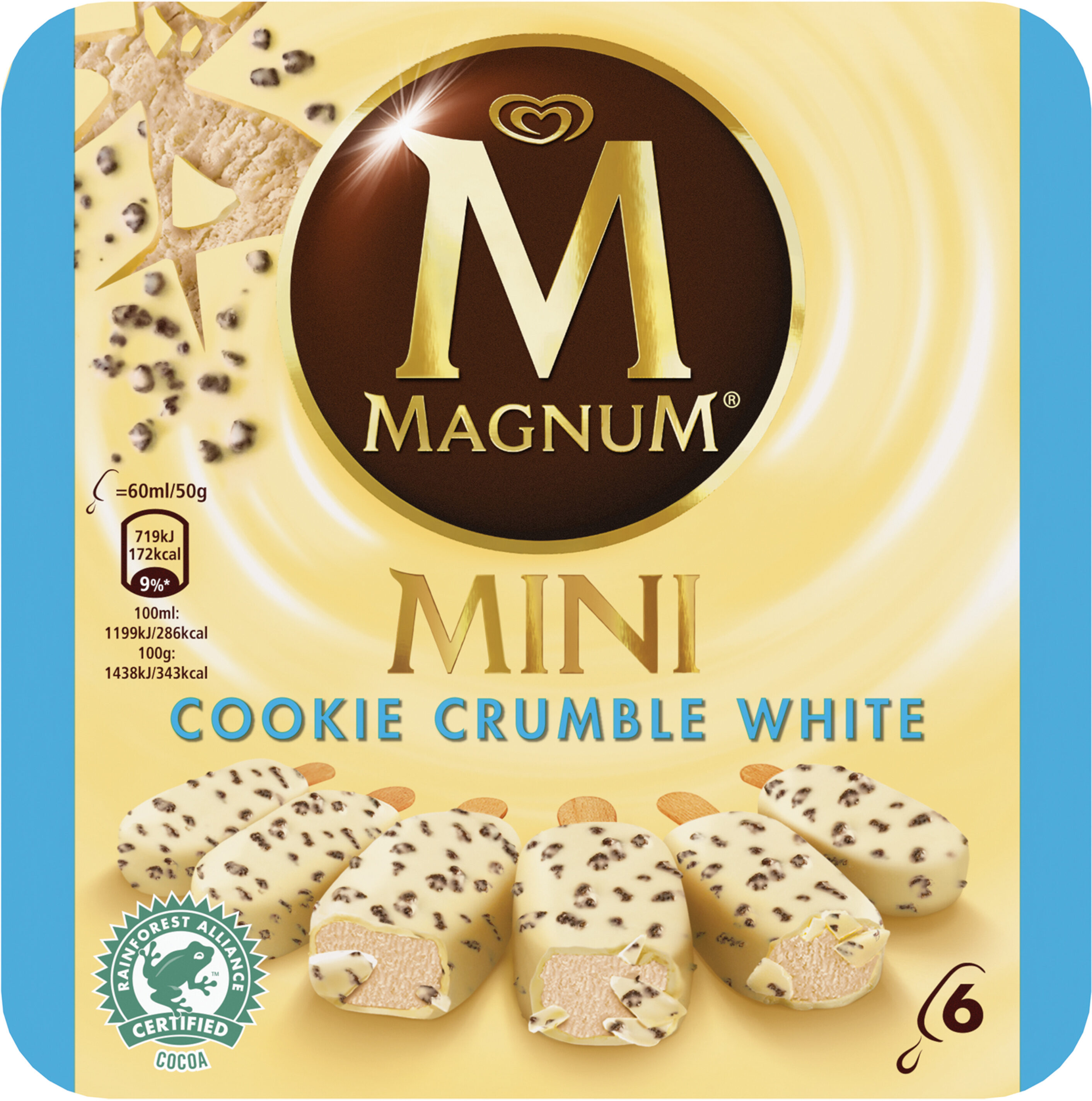 Magnum Mini Batonnet Glace Chocolat Blanc Cookie Crumble x6 360ml - Produit