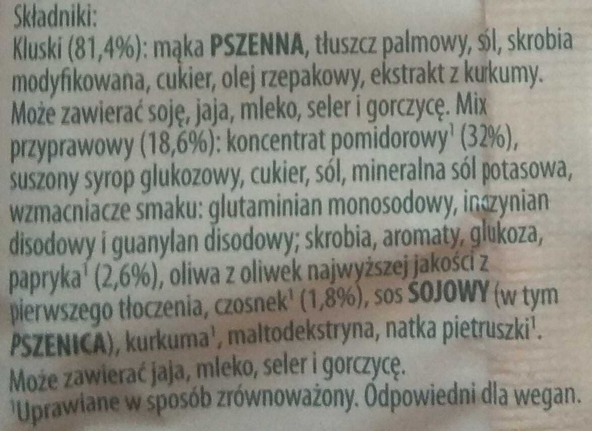 Nudle pomidorowe łagodne - Ingrédients - pl