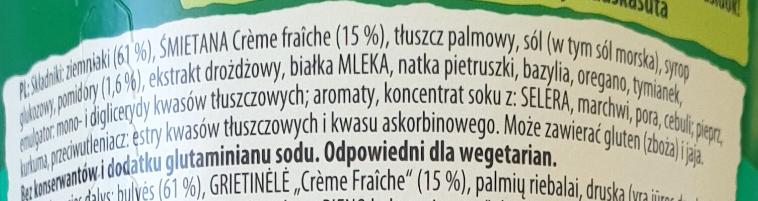 Danie Pure, Śmietana z ziołami - Ingrédients - pl