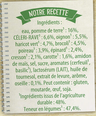 KNORR Soupe Liquide Mouliné de Légumes Verts 1L - المكونات - fr