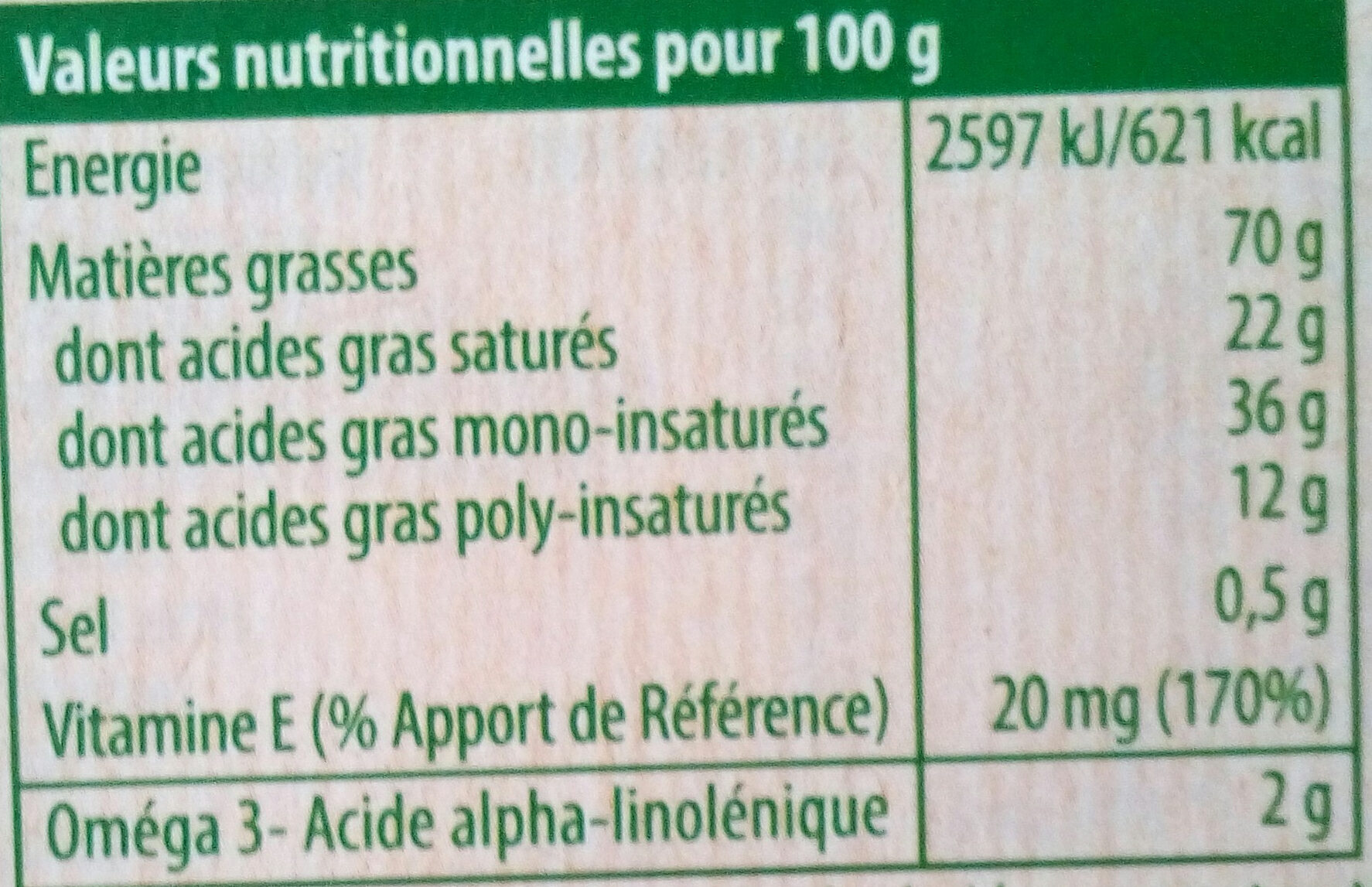 Bio doux, sans huile de palme - Nutrition facts - fr