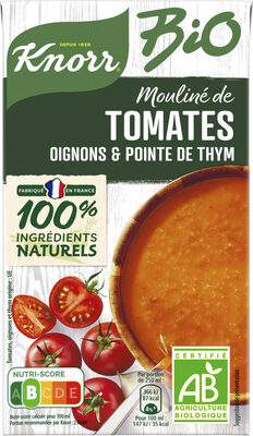 Knorr Soupe Liquide Bio Mouliné de Tomates, Oignons et Pointe Thym 1L - Produit