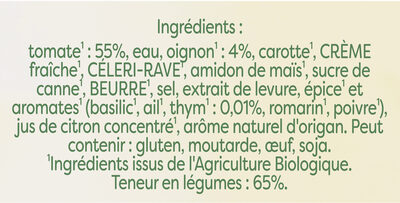 KNORR Soupe Liquide Bio Mouliné de Tomates Oignons et Pointe Thym 1L - المكونات - fr