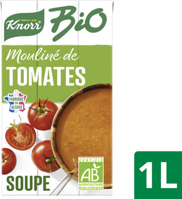 Knorr Soupe Liquide Bio Mouliné de Tomates, Oignons et Pointe Thym 1L - Instruction de recyclage et/ou informations d'emballage