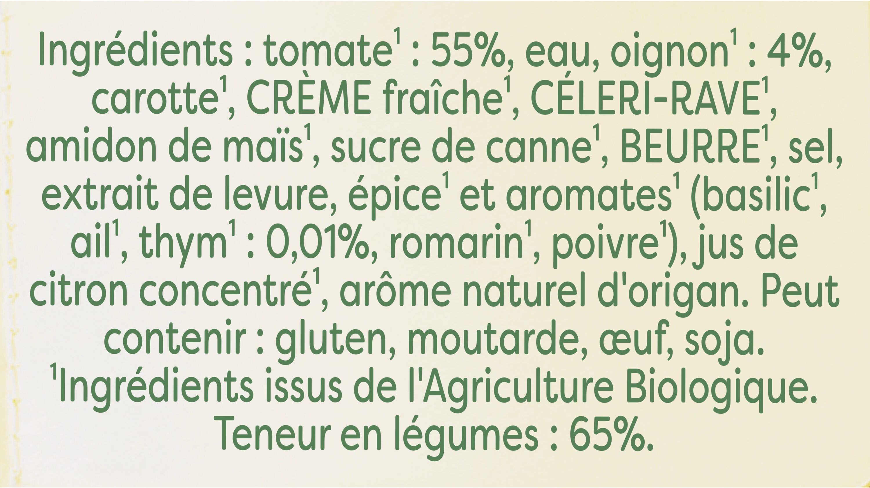KNORR Soupe Bio Mouliné de Tomates Oignons et Pointe de Thym 30cl - Ingrediënten - fr