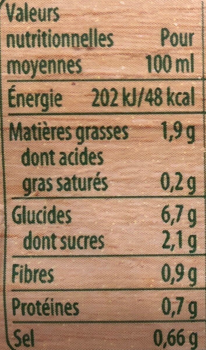 Knorr Soupe Liquide Velouté de 9 Légumes Brique Brique 50cl - Tableau nutritionnel