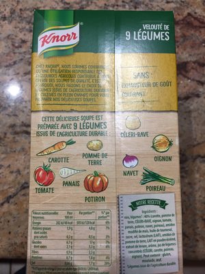 Knorr Soupe Liquide Velouté de 9 Légumes Lot 2x1L - Ingredienser - fr