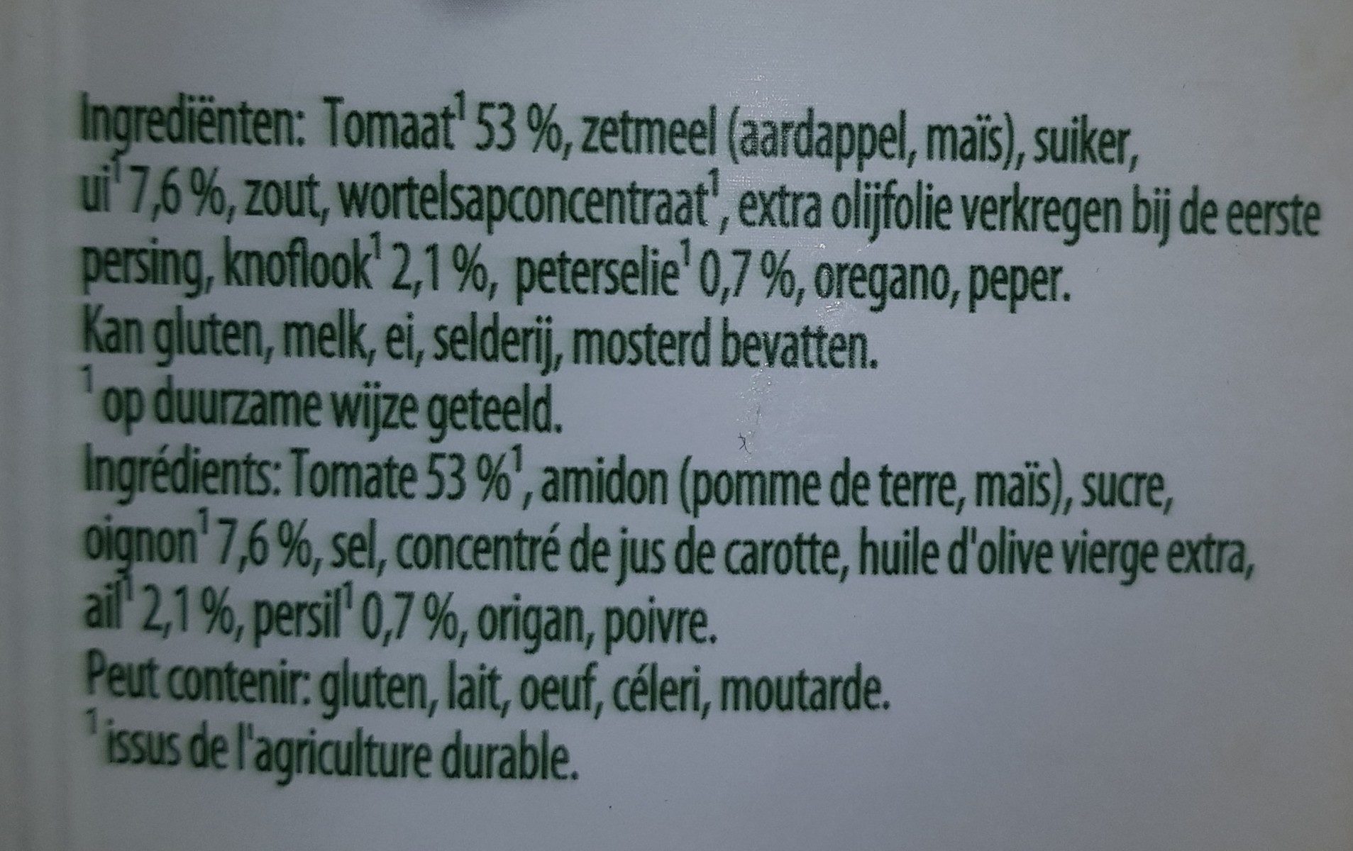 Soupe italienne a la tomate - Ingrediënten - fr