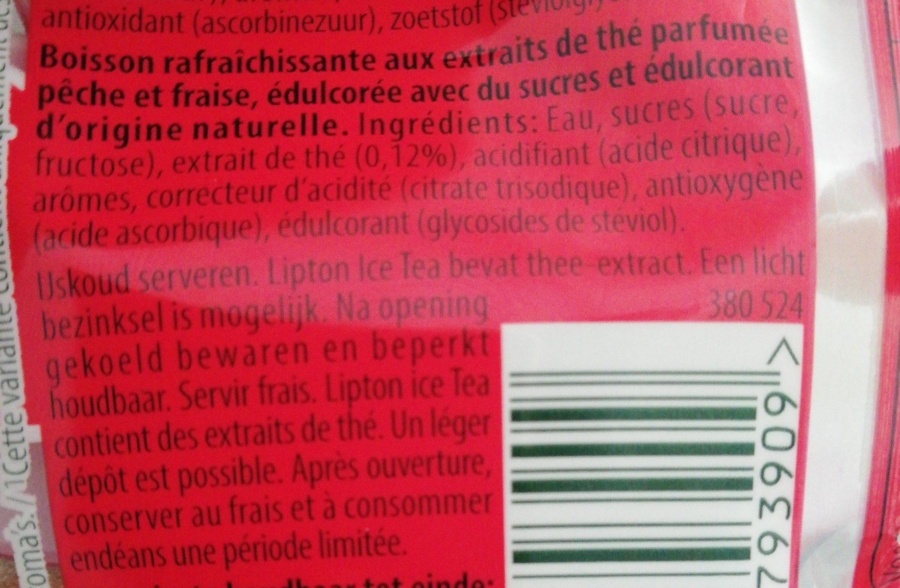 Ice Tea Pêche-Fraise - Ingrediënten - fr