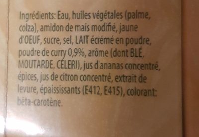 Sauce curry - Ingredients