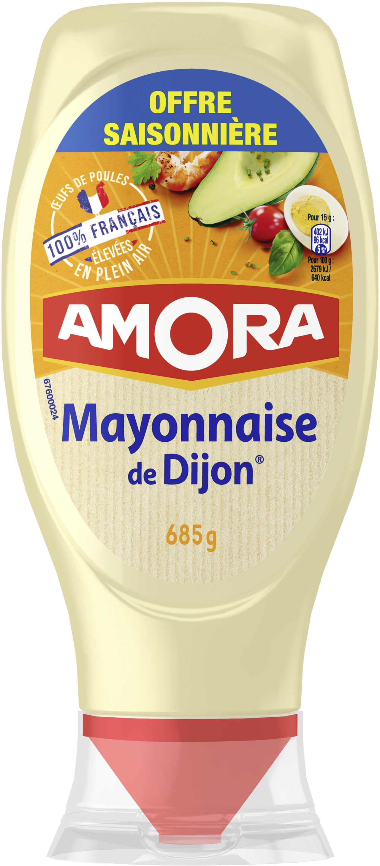 Amora Mayonnaise Dijon Nature Œufs Français Offre Saisonnière Flacon Souple 685g - Product - fr