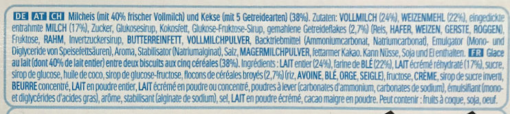 KINDER Glace Sandwich Céréales et Lait - Ingredients - fr