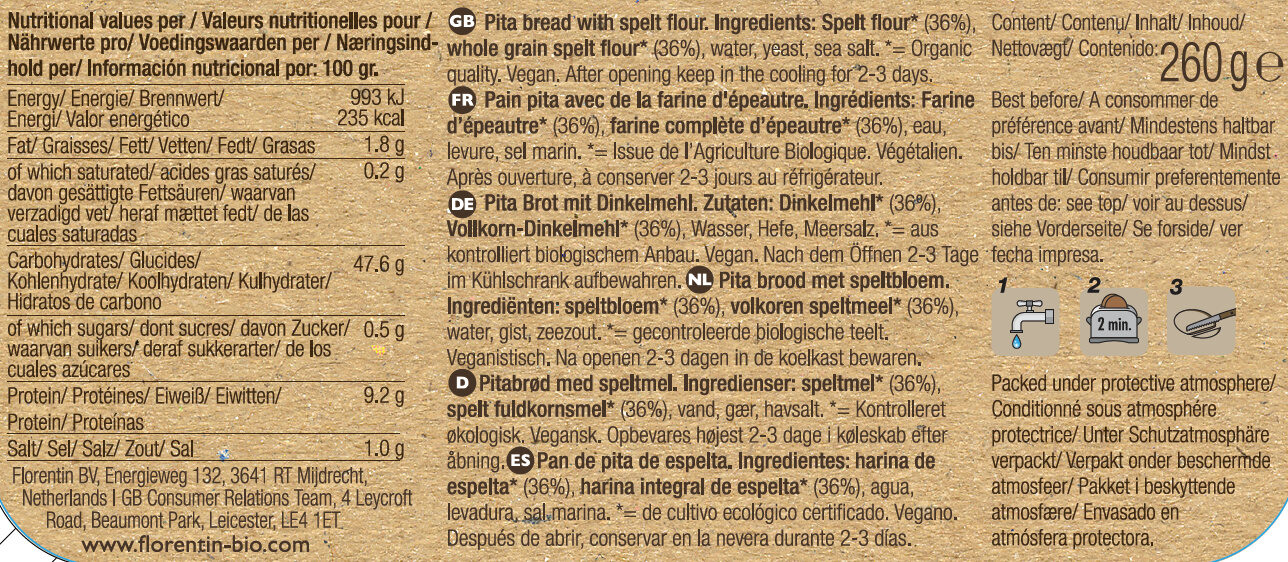 Organic Spelt Pita Bread - Istruzioni per il riciclaggio e/o informazioni sull'imballaggio - en