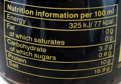Kikkoman Soy Sauce 150ml - Información nutricional - en
