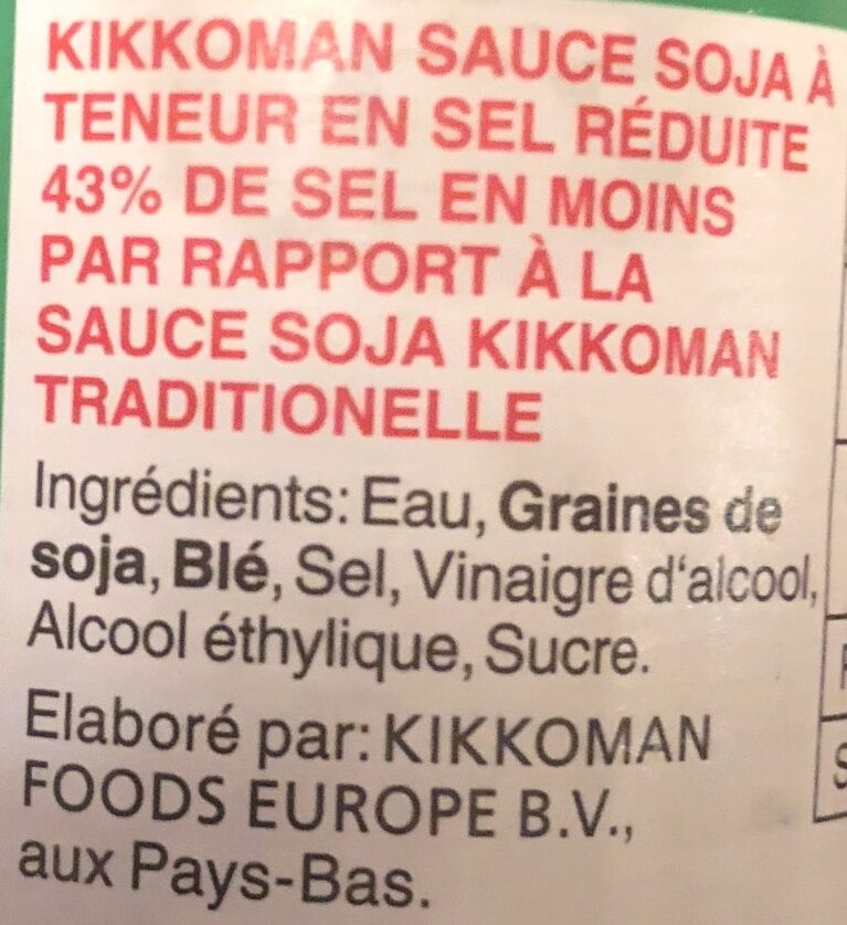 Salsa de soja con menos sal - Ingrédients