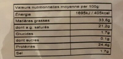 Cheddar rouge rapé - Nutrition facts - fr