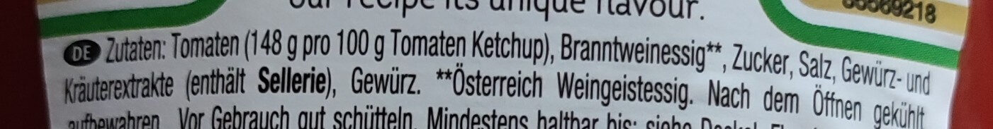 Ketchup Heinz - Zutaten