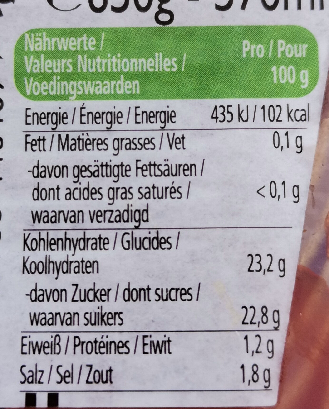 Tomato Ketchup - Nutrition facts - fr