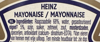 mayonnaise original - Ingrediënten