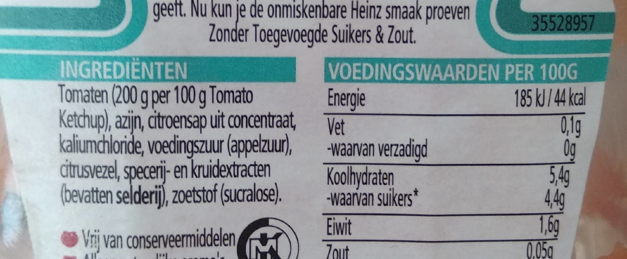 Tomaron ketchup - Nutrition facts - nl
