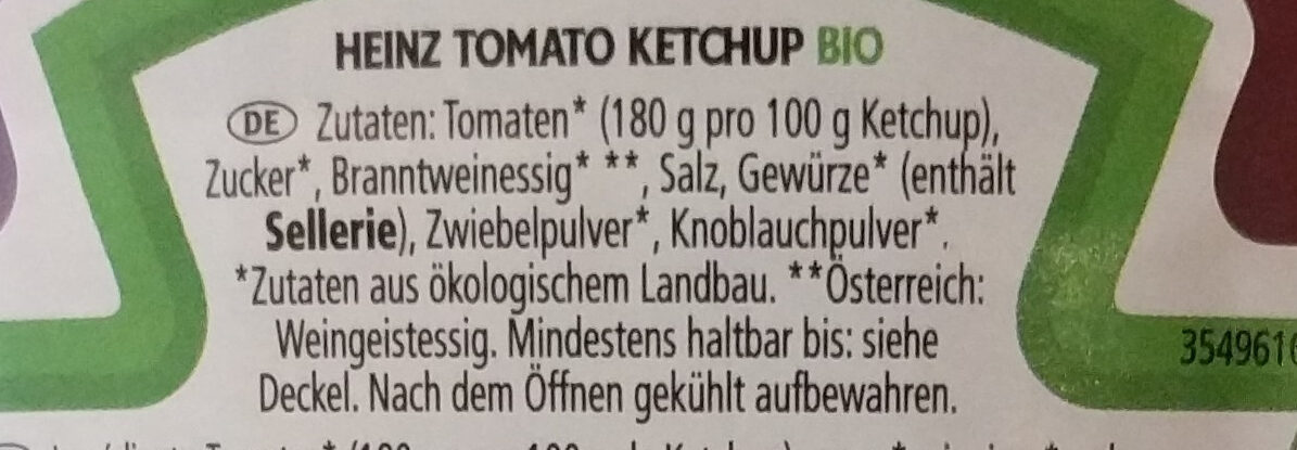 Tomato Ketchup BIO - Zutaten