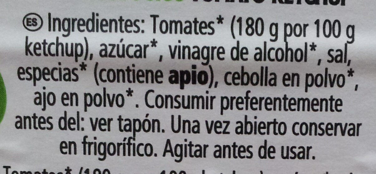 Tomato Ketchup BIO - Ingredientes