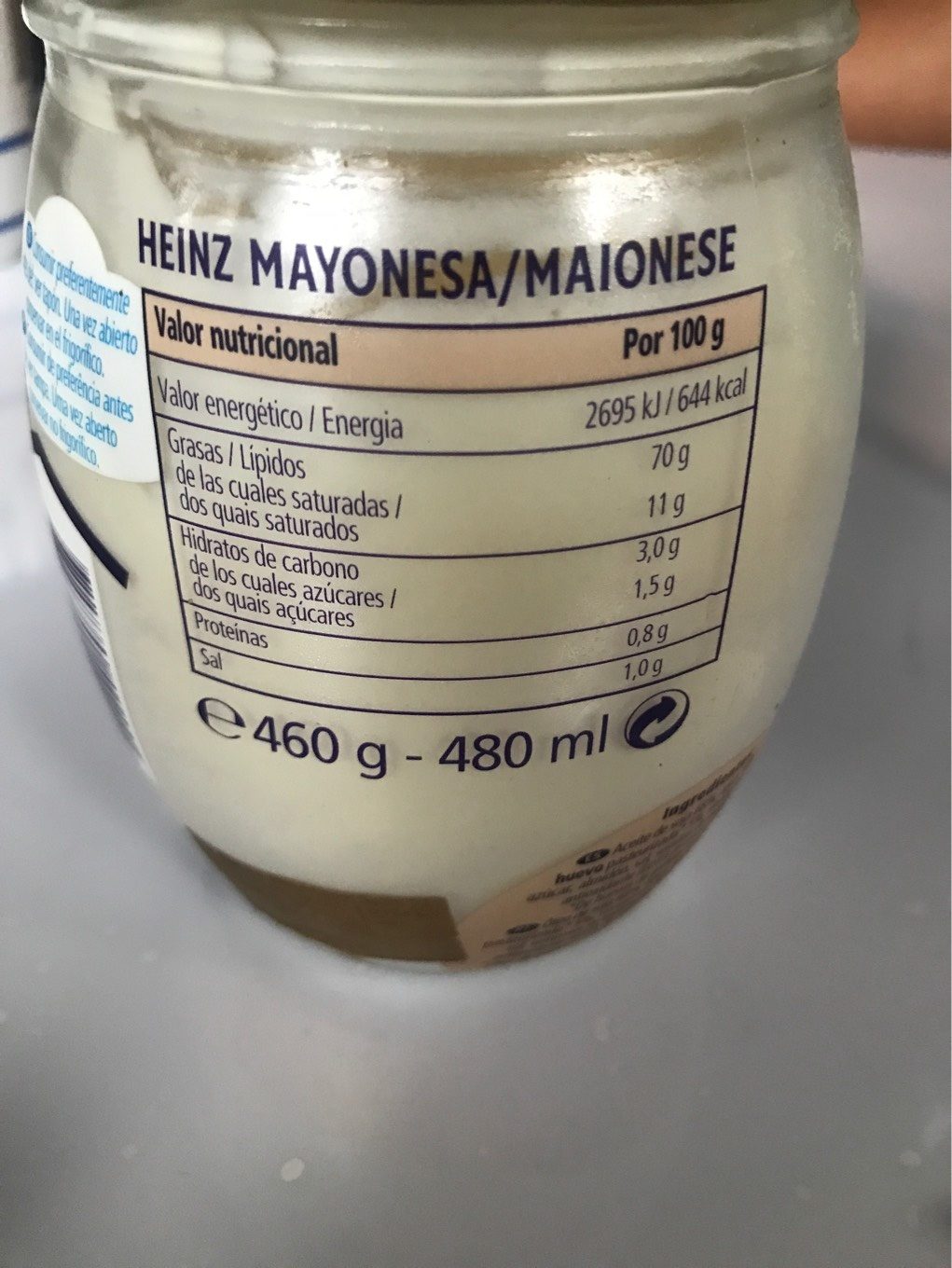 Mayonesa con huevo de gallinas camperas - Informació nutricional - es