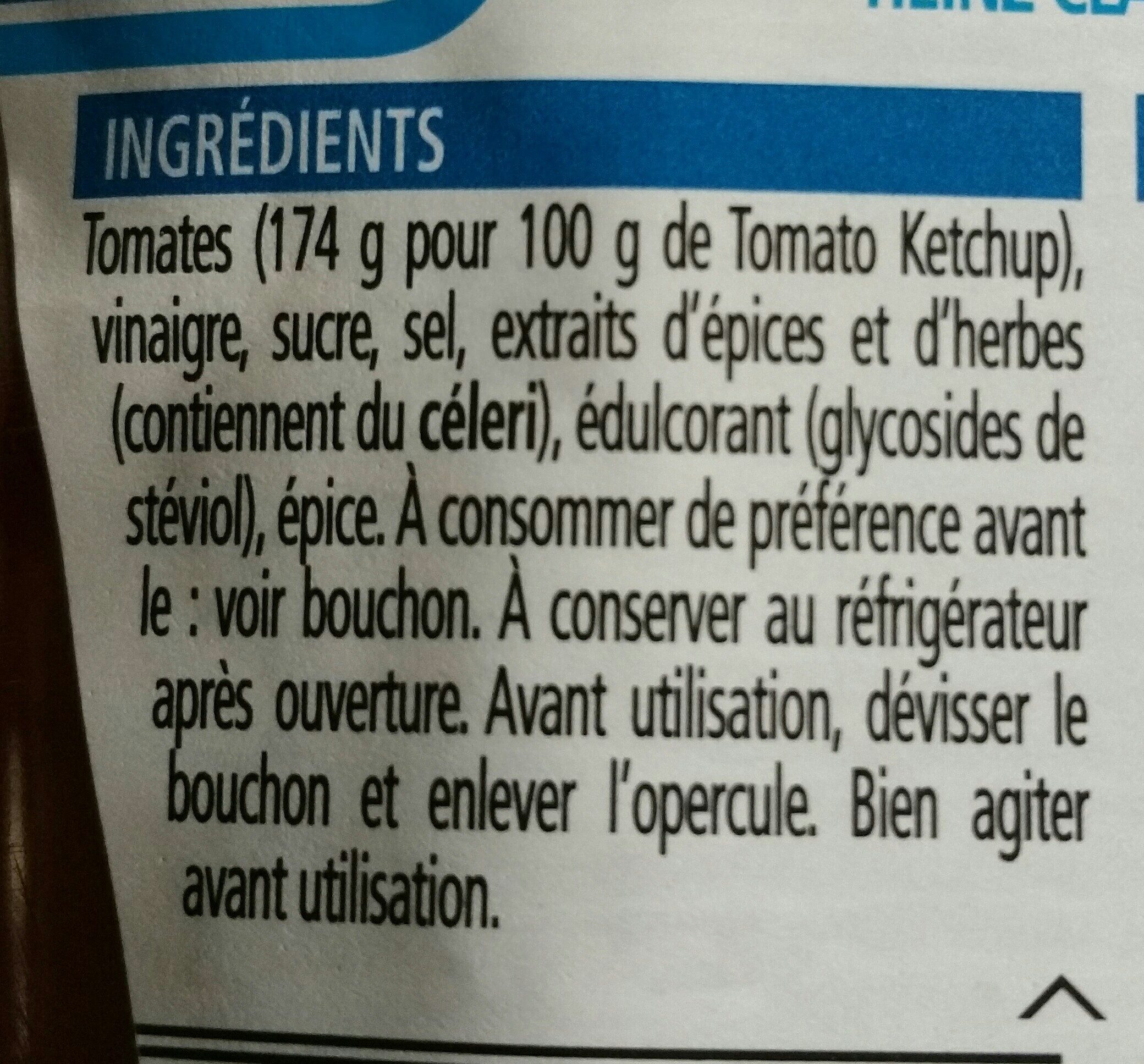 Tomato Ketchup 50% less sugar - Ingrédients