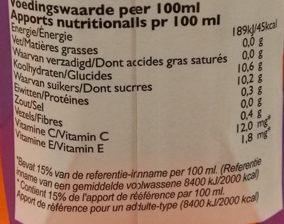 Yagua Detox Juicer - Información nutricional - fr