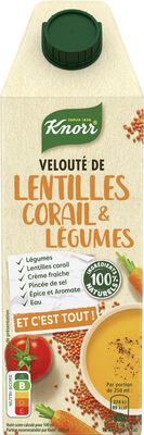KNORR Soupe Liquide Velouté de Légumes & Lentilles Corail 750ml - Produit