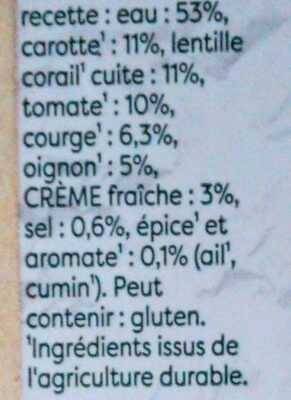 Velouté de Lentilles Corail & légumes - Ingredientes - fr