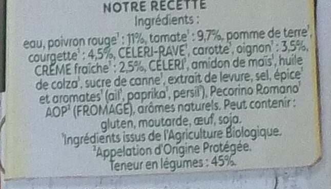 Knorr Soupe Bio Légumes d'Eté 1l - Ingredients - fr