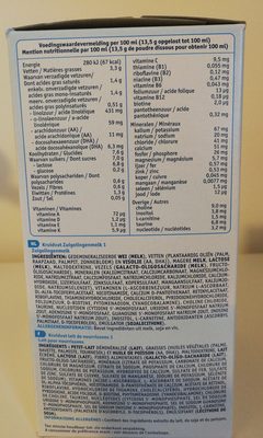 Lait pour nourrissons n°1 - Tableau nutritionnel