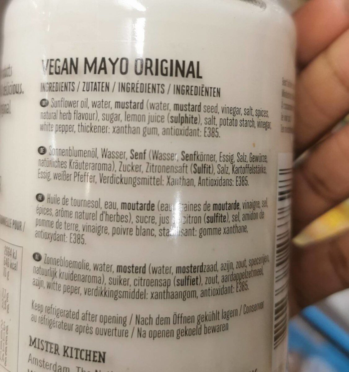 Vegan Mayo original - Tableau nutritionnel